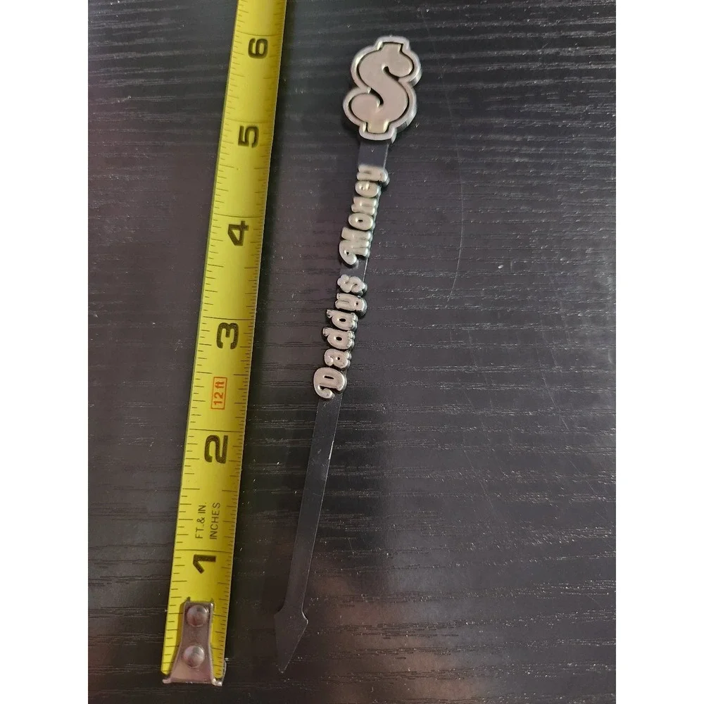 Daddy's Money Novelty Swizzle Stir Stick Black Silver Barware Dollar Sign 5.5 in